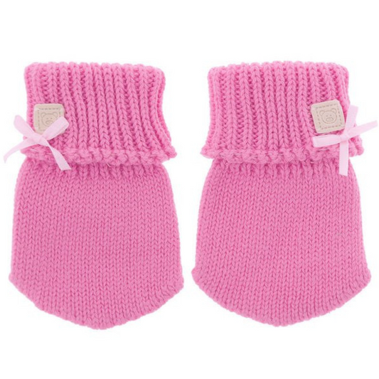 2335 Baby Girls’ Knit Mittens with Bow | 0–12 Months | Spring–Fall | Plus Weather