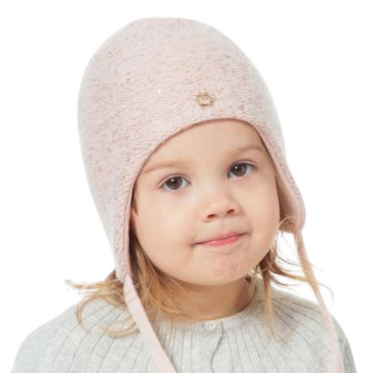 80360 Baby Girls’ Winter Hat with Sequins & Crown Brooch | 9–18 Months | Cashmere Wool Blend, Cotton Lining