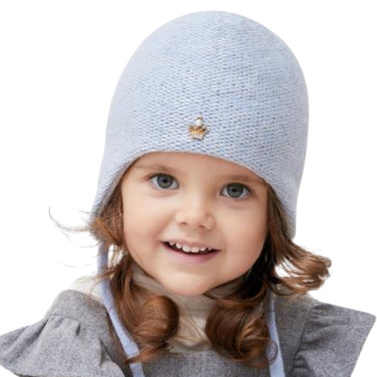 80360 Baby Girls’ Winter Hat with Sequins & Crown Brooch | 9–18 Months | Cashmere Wool Blend, Cotton Lining
