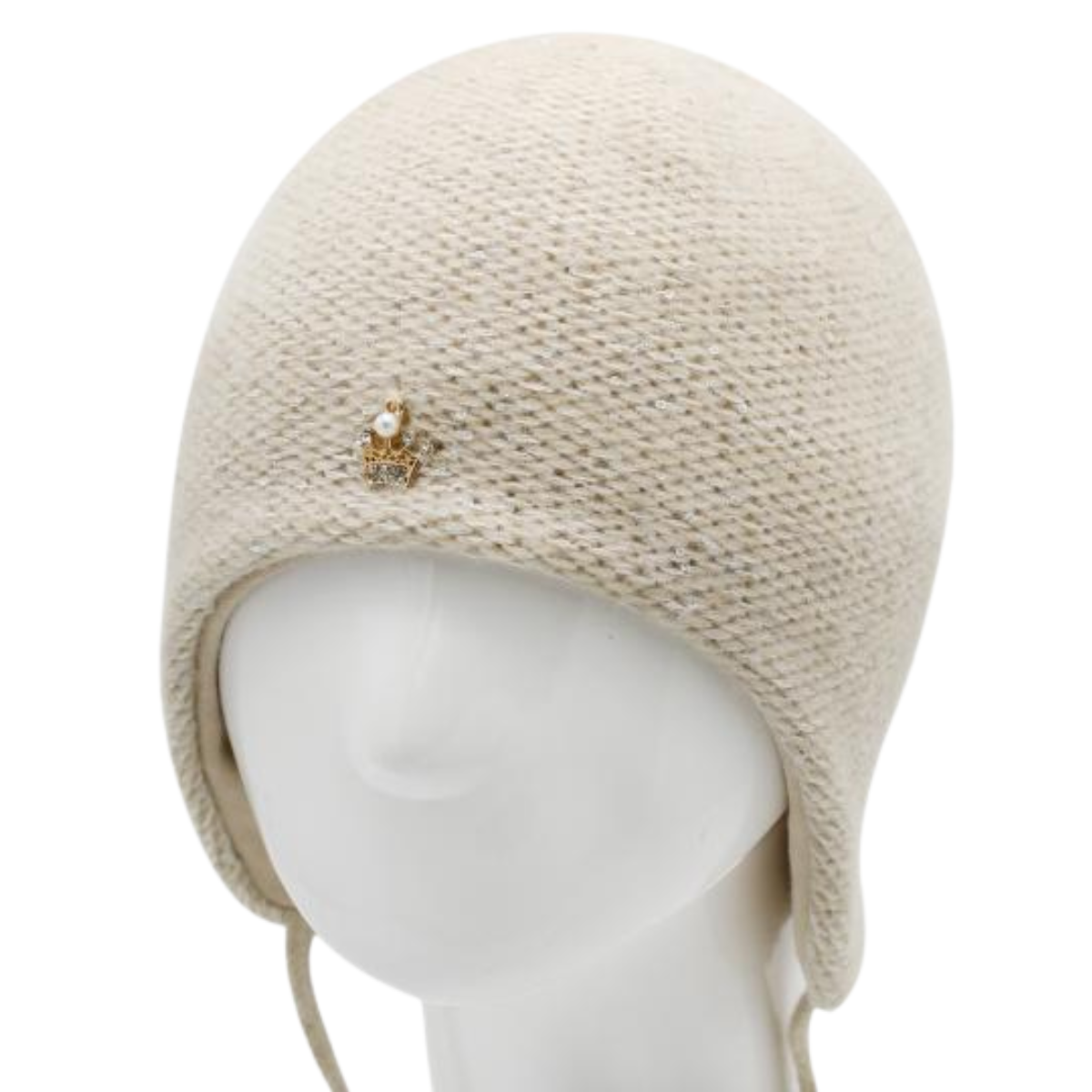 80360 Baby Girls’ Winter Hat with Sequins & Crown Brooch | 9–18 Months | Cashmere Wool Blend, Cotton Lining