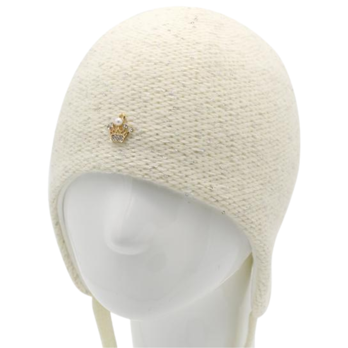 80360 Baby Girls’ Winter Hat with Sequins & Crown Brooch | 9–18 Months | Cashmere Wool Blend, Cotton Lining