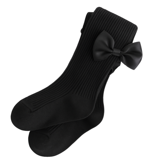 6103 Girls’ Cotton Tights with Satin Bow | Ages 2–10 Years | Classic & Elegant