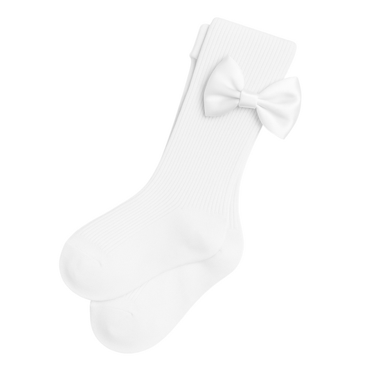 6103 Girls’ Cotton Tights with Satin Bow | Ages 2–10 Years | Classic & Elegant