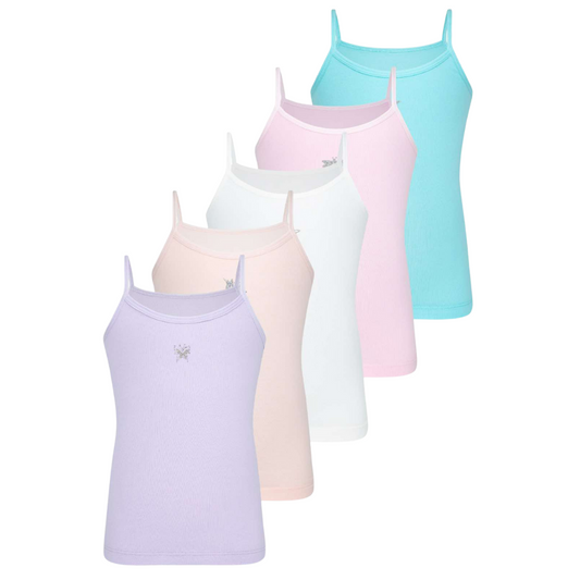 1733 BiyoKids Girls’ Colored Tank Top with Rhinestones & Thin Straps – 95% Cotton, 5% Elastane | Ages 1–10 | Made in Turkey | Assorted Colors (Random Color) | Price per 1 Piece
