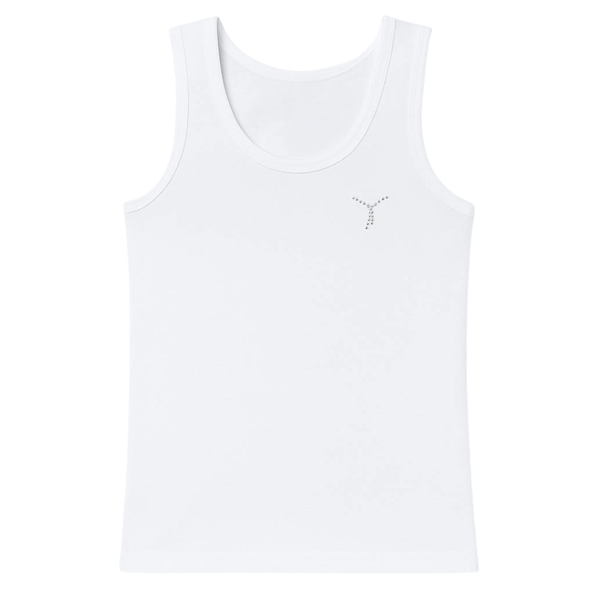 1787 Girls’ White Tank Top with Rhinestone Emblem – 95% Cotton, 5% Elastane | Wide Straps | Price per 1 pc.
