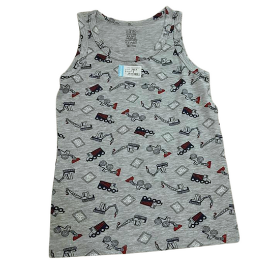 2667 BiyoKids Boys’ Tank Tops with Fun Prints (Crocodile & Construction Designs) – 95% Cotton, 5% Elastane | Ages 1–10 | Made in Turkey
