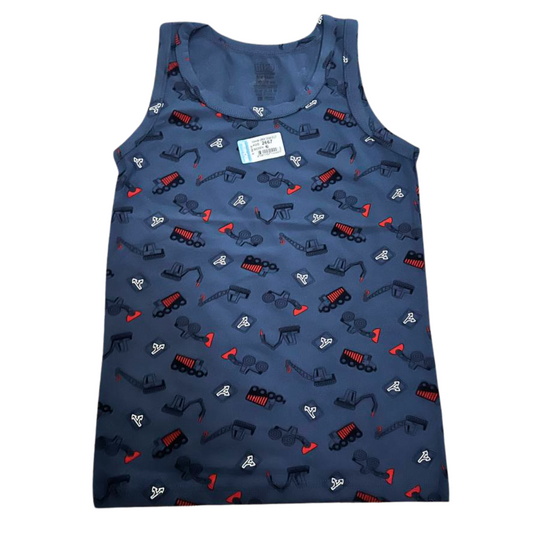 2667 BiyoKids Boys’ Tank Tops with Fun Prints (Crocodile & Construction Designs) – 95% Cotton, 5% Elastane | Ages 1–10 | Made in Turkey