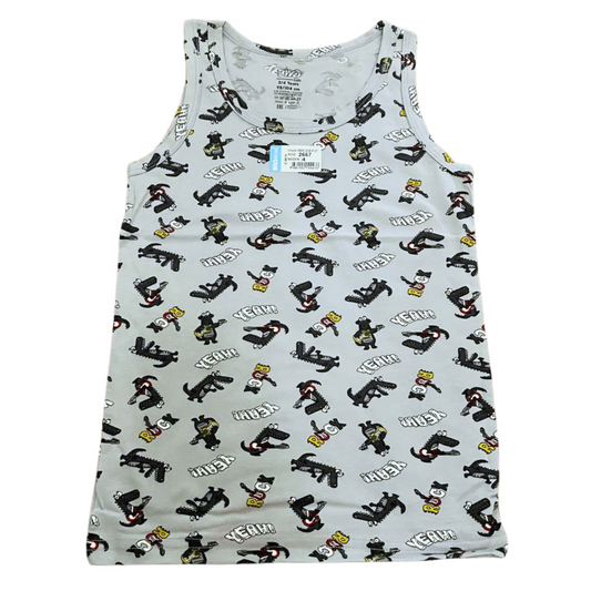 2667 BiyoKids Boys’ Tank Tops with Fun Prints (Crocodile & Construction Designs) – 95% Cotton, 5% Elastane | Ages 1–10 | Made in Turkey