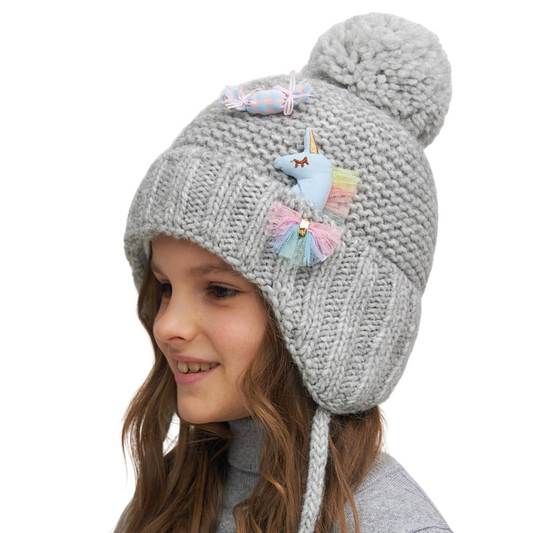 11400 Girls’ Warm Winter Hat with Ears & Tie Strings | 3–5 Years | Baby Alpaca, Wool Blend, Cotton Lining