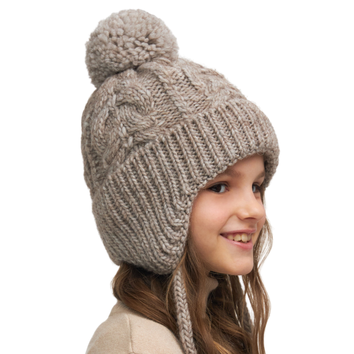 81192 Girls’ Warm Winter Hat with Ears & Tie Strings | 3–5 Years | Baby Alpaca, Wool Blend, Cotton Lining