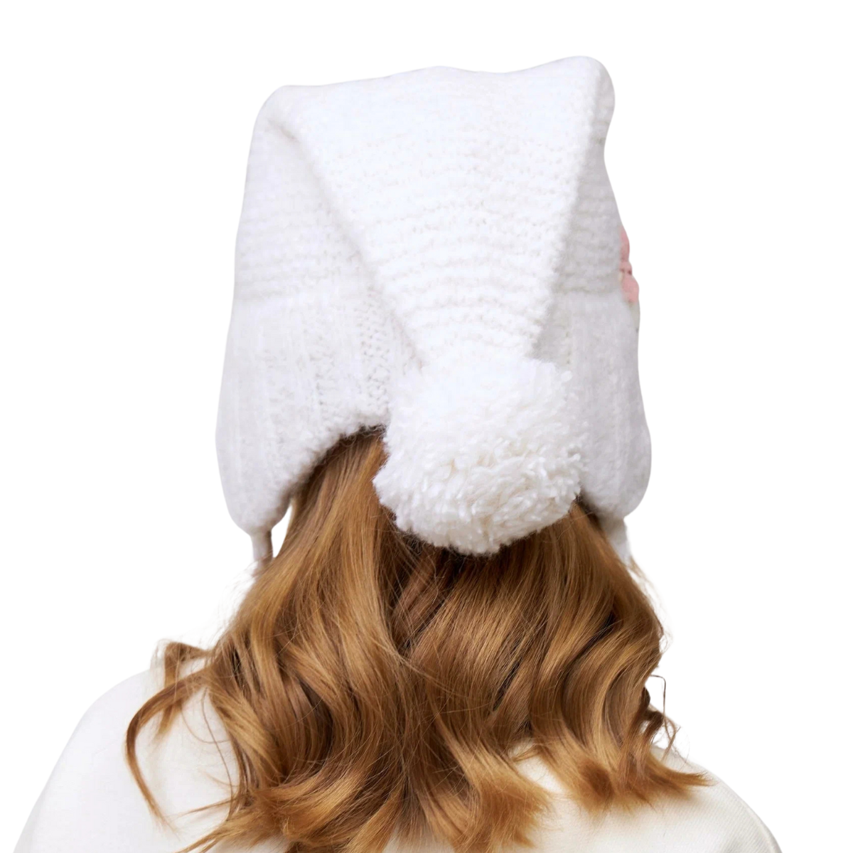 10226 Girls’ Winter Knit Hat with Pom-Pom & Plush Appliqués – Snowman & Bear | Size 52–54 cm | Ages 3–5 Years | Baby Alpaca & Wool Blend
