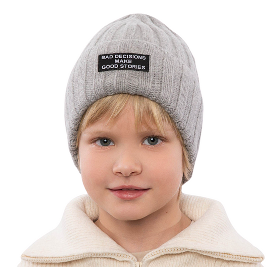 12178 Kids’ Winter Knitted Beanie Hat with Patch – Cashmere & Wool Blend | Sizes 54–56 cm (Ages 6–12) | Fall–Winter (Euro Winter)