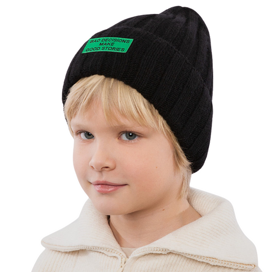 12178 Kids’ Winter Knitted Beanie Hat with Patch – Cashmere & Wool Blend | Sizes 54–56 cm (Ages 6–12) | Fall–Winter (Euro Winter)