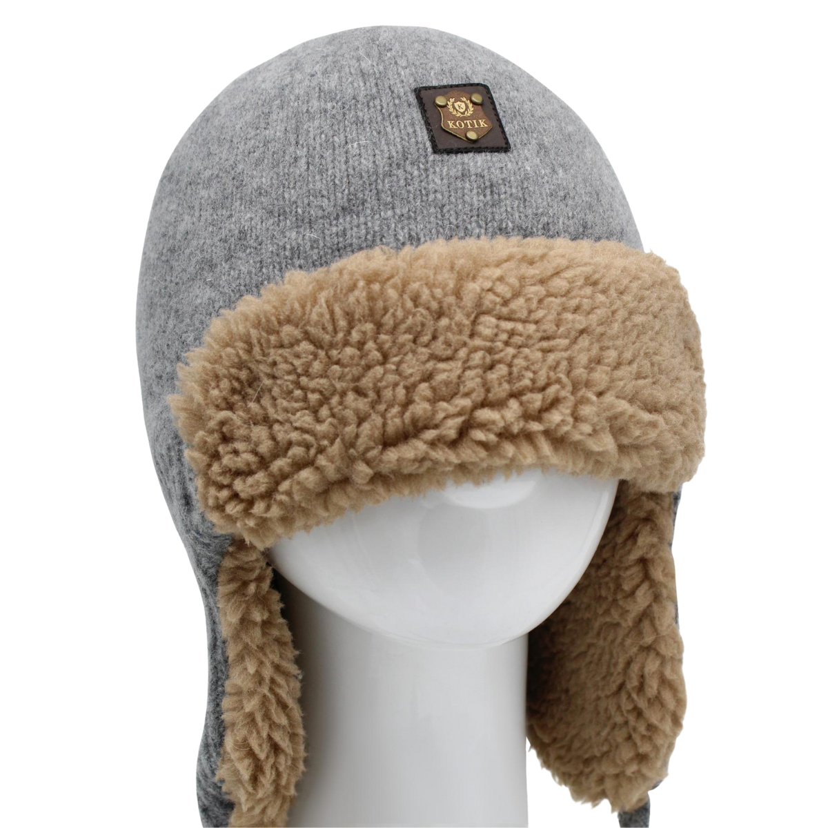 10146 Boys’ Winter Trapper Hat with Earflaps & Faux Fur Lining | Size 50–52 | 18-36 Months | Cashmere, Wool