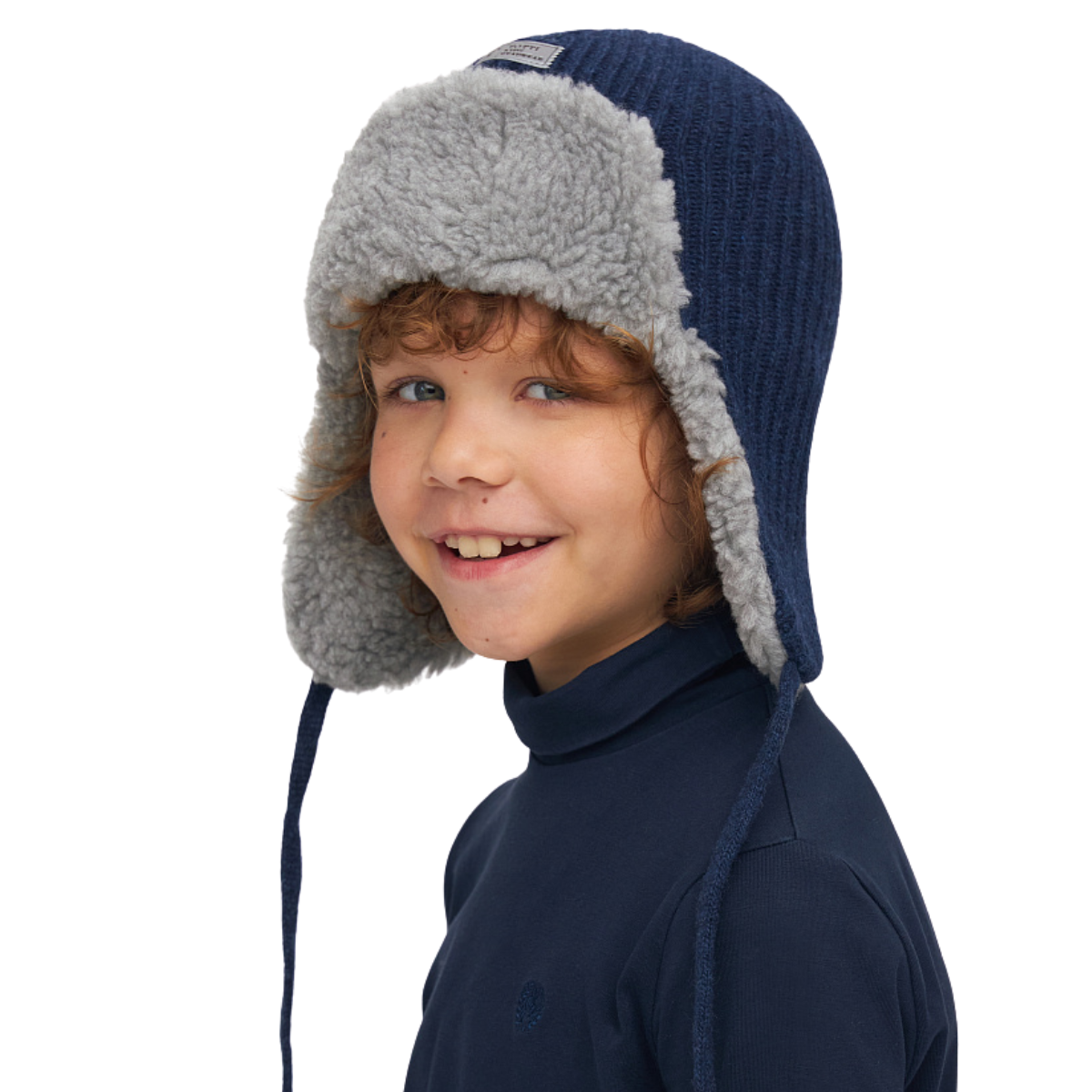 20000 Boys’ Winter Trapper Hat with Earflaps & Faux Fur Lining | Size 52-54 | 3–5 years | Cashmere, Wool | 100% Cotton Lining