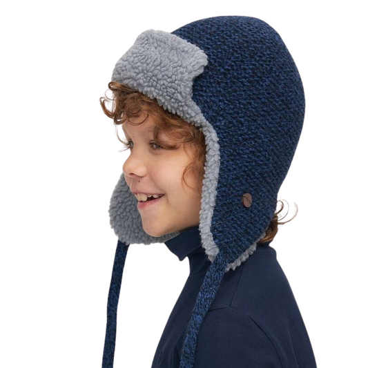 20002 Boys’ Winter Trapper Hat with Earflaps & Faux Fur Lining | Size 52-54 | 3–5 years | Cashmere, Wool | 100% Cotton Lining