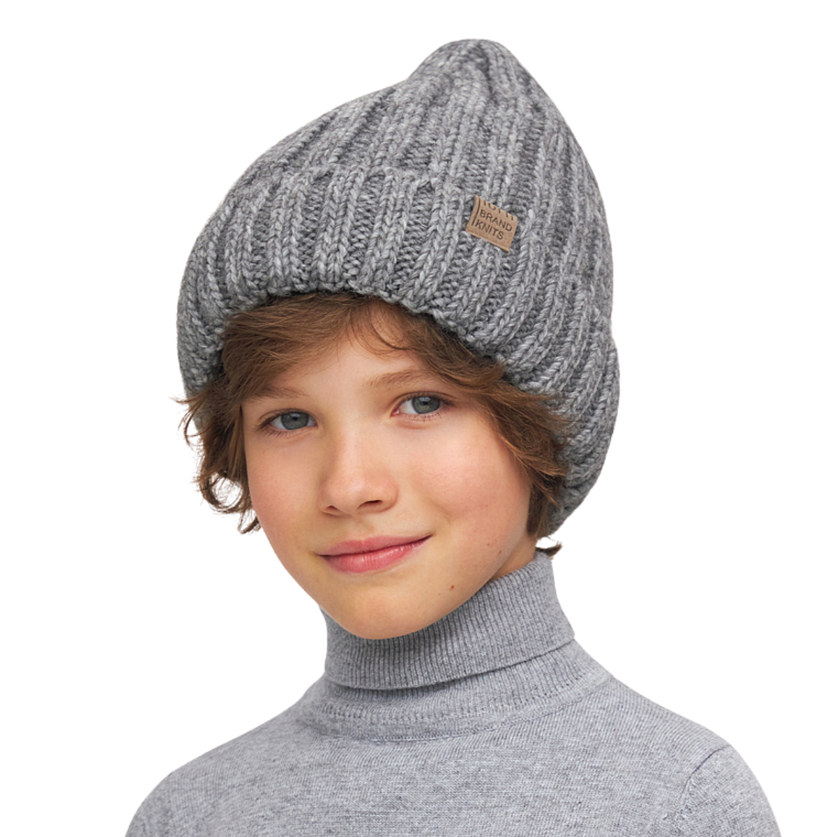 11269 Boys’ Ribbed Knit Winter Hat with Pointed Crown – Wool Blend | Sizes 54–56 | Ages 6–12 Years