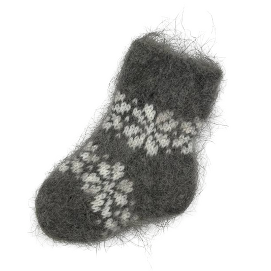 001 Hand-Knitted Baby Unisex Wool Socks with Snowflake Pattern 0–12 Months (11–12.5 cm)
