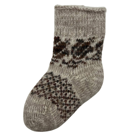 002 Hand-Knitted Unisex Wool Socks 1-3 Years (13–15.5 cm)