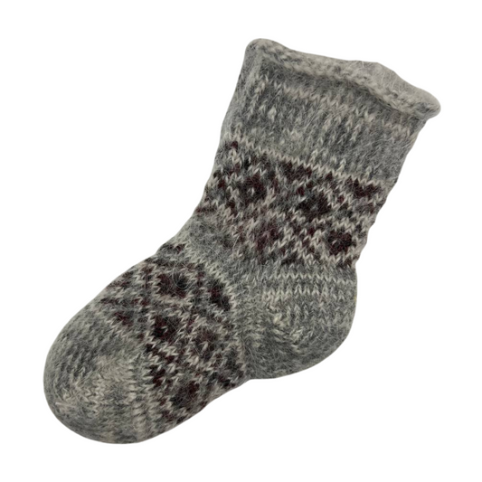 002 Hand-Knitted Unisex Wool Socks 1-3 Years (13–15.5 cm)