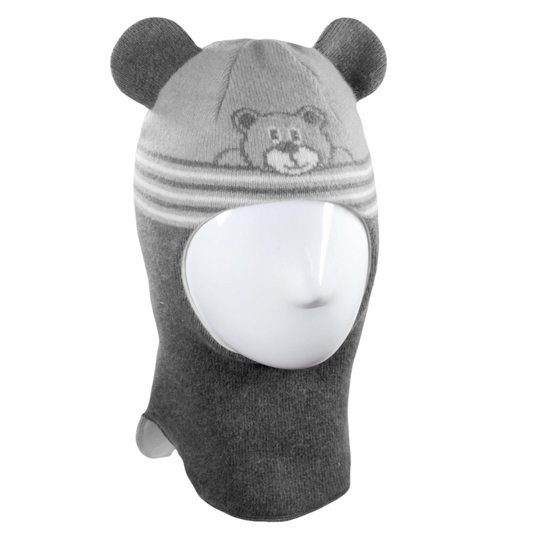 70253 Boys’ Winter Wool & Cashmere Balaclava with Bear Design and Ears | Cotton Lining | Size 48–50,50-52,52-54 | 9–18, 18-30 Months, 3-4 Years