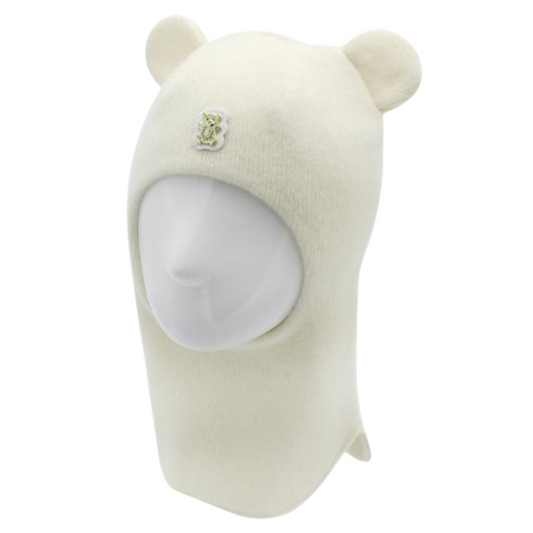 70308 Unisex Kids’ Knitted Wool-Cashmere Winter Balaclava with Bear Ears | Cotton Lining | Size 48–50 | 9–18 Months