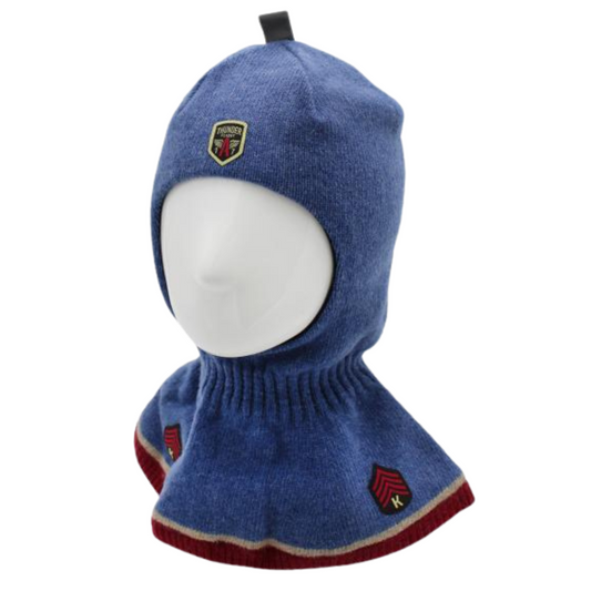 80423 Boys’ Wool & Cashmere Winter Balaclava with Military-Inspired Patch | Ages 18–30 Months, 7-8 Years | Sizes 50–52, 55-56