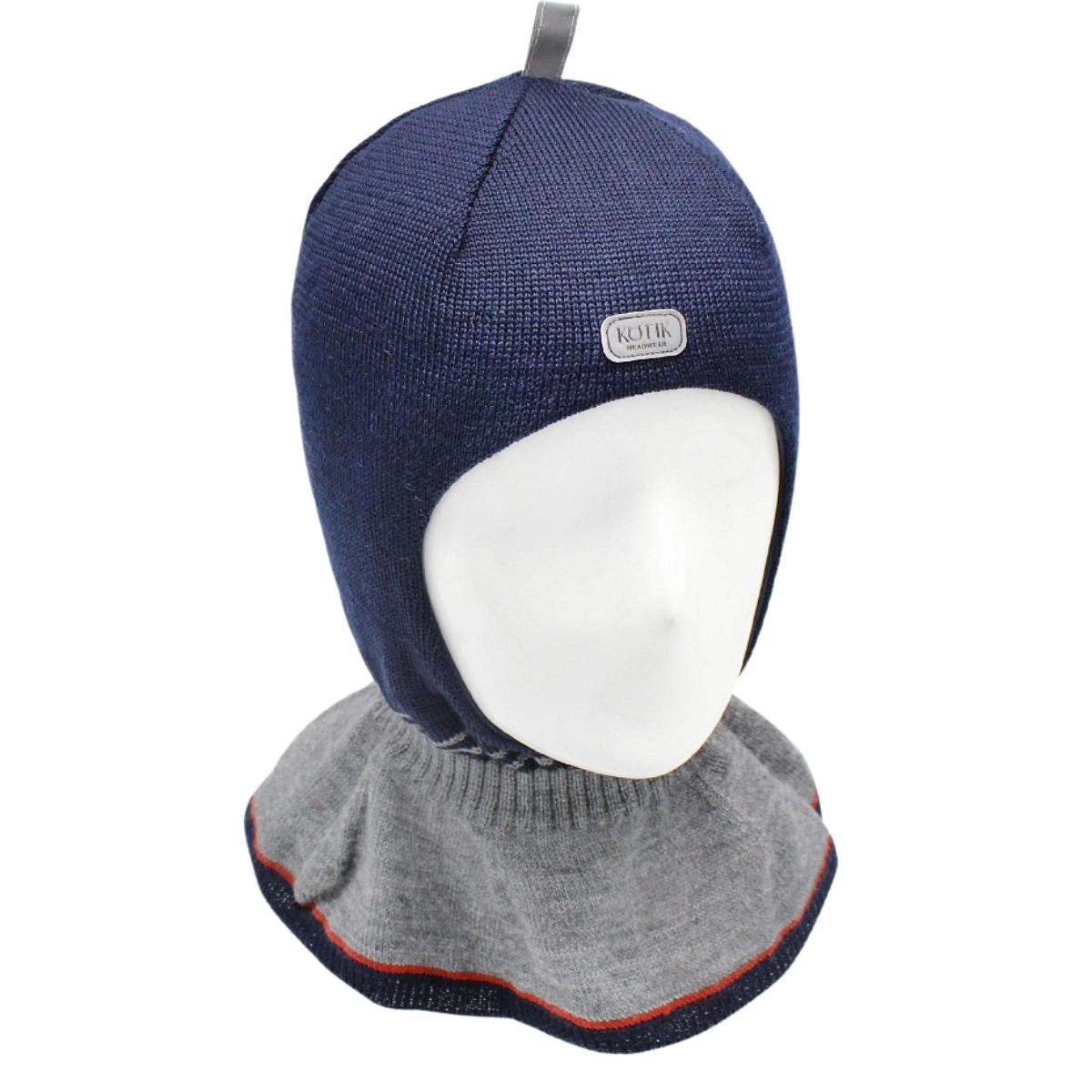 80753 Boys’ Two-Tone Knitted Winter Balaclava with Contrast Hem with Cotton Lining | Ages 18-30 Months | Sizes 50–52