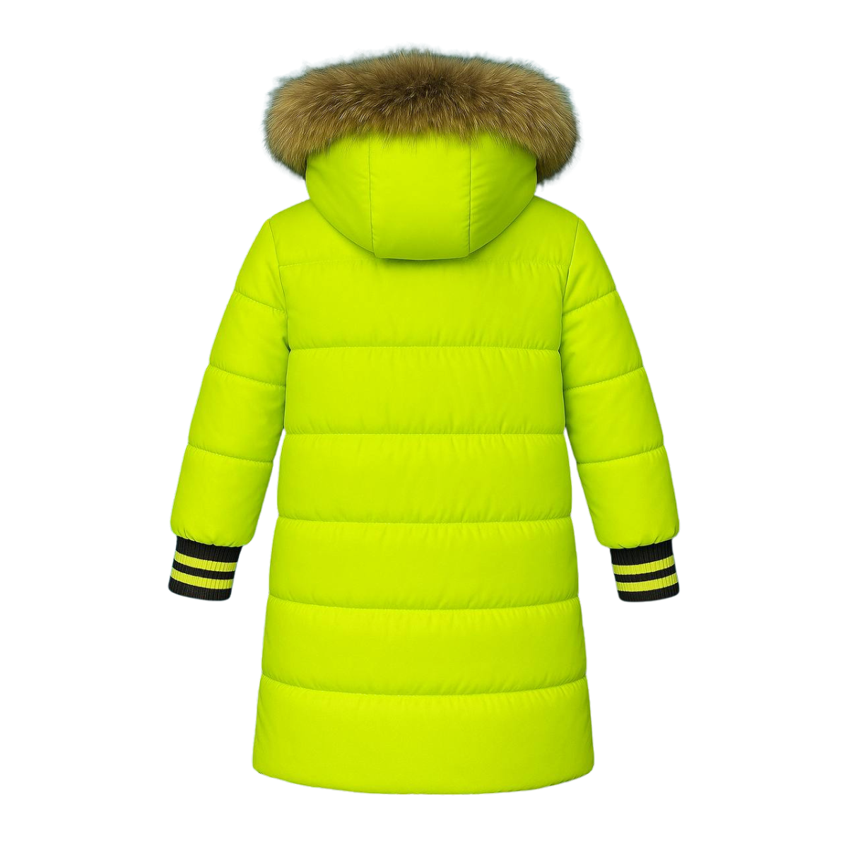 Anernuo Girls’ Winter Jacket with Natural Fur Hood & Hand Muff Belt Bag | Sizes 116, 122, 128, 134, 140 (5–10 Years) | Thinsulate Insulation | Fleece Lining | Knee-Length | Up to –35 °C
