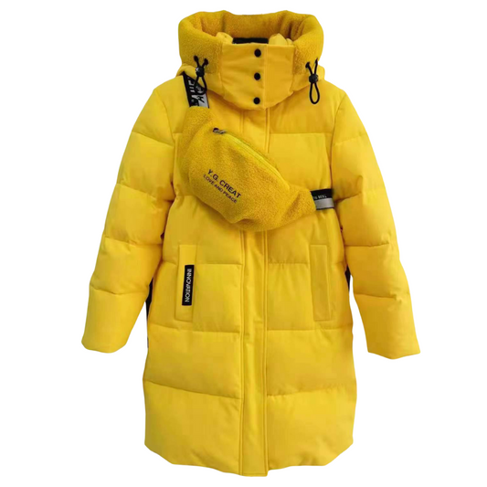 Anernuo Girls’ Winter Jacket with Plush Crossbody Bag | Sizes 122–170 cm (6–16 Years) | Thinsulate Insulation | Fleece Lining | Plush Trimmed Hood | Knee-Length | Up to –35 °C