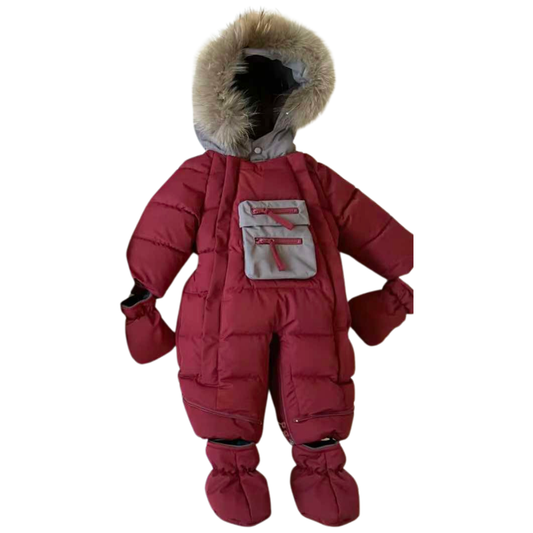 Baby Boy Winter Snowsuit | Natural Fur Hood | Mittens & Booties Included | Double Zipper | Sizes 62–86 cm (0–18 Months) | –25 °C / –13 °F Without Layering, –35 °C / –31 °F With Layering