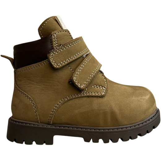 3886 Tiflani | Unisex Premium Calfskin Leather (Nubuck) Winter Boots with Thick Real Fur Lining | 2 Velcro Straps | Made in Turkey | Sizes 21–36