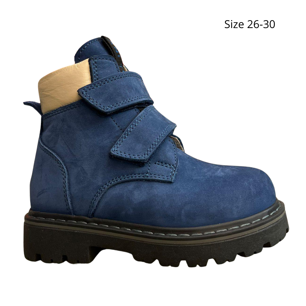 3886 Tiflani | Unisex Premium Calfskin Leather (Nubuck) Winter Boots with Thick Real Fur Lining | 2 Velcro Straps | Made in Turkey | Sizes 21–36