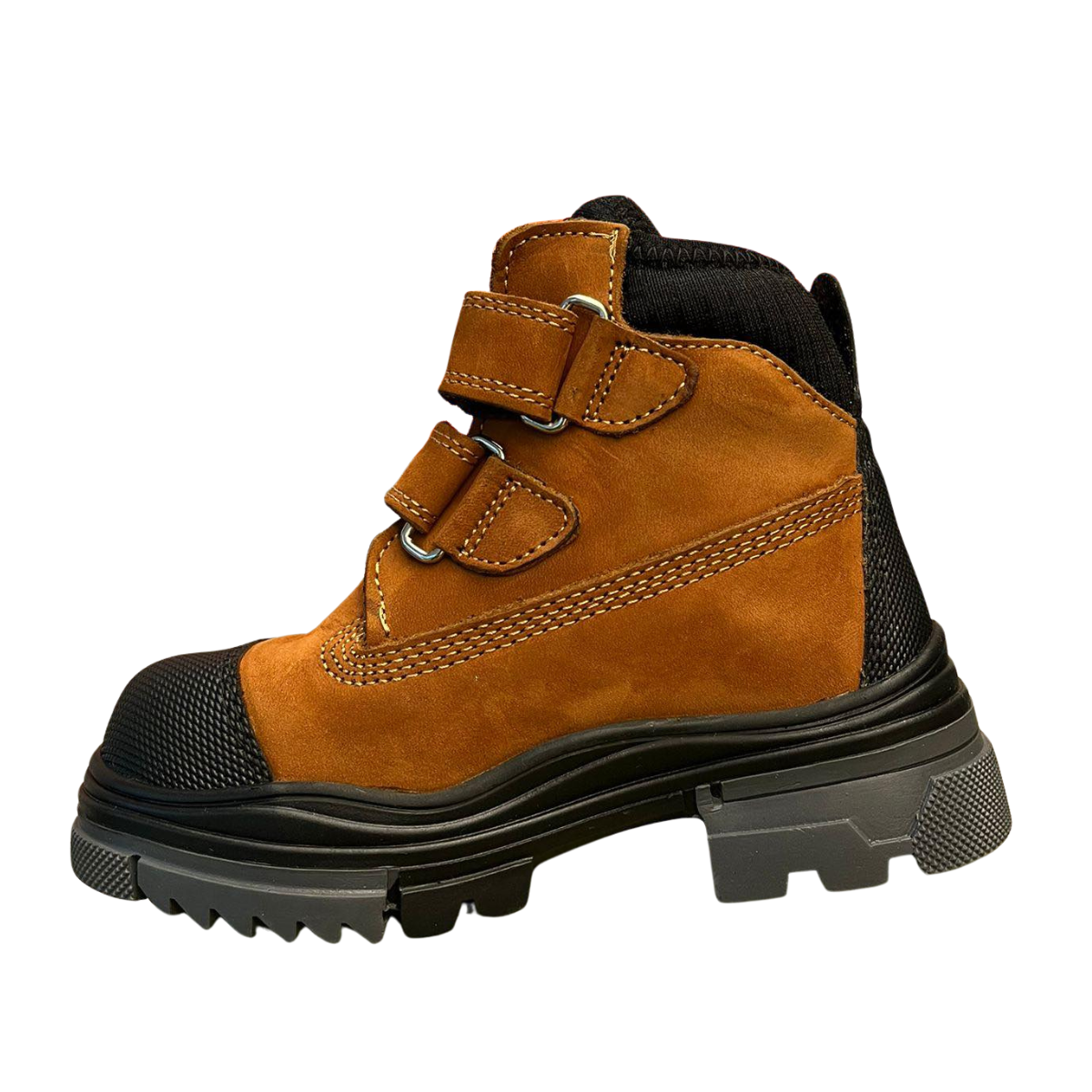 3887 Tiflani | Boys Calfskin Leather (Nubuck) Winter Boots with Thick Real Fur Lining | 2 Velcro Straps | Narrow/Regular Fit | Made in Turkey | Sizes 26–30