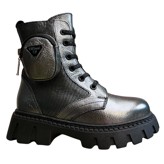 10701 Tiflani | Girls Premium Leather Winter Boots with Real Fur Lining | Lace-Up & Inner Zipper | Side Pocket Design | Made in Turkey | Sizes 31–35