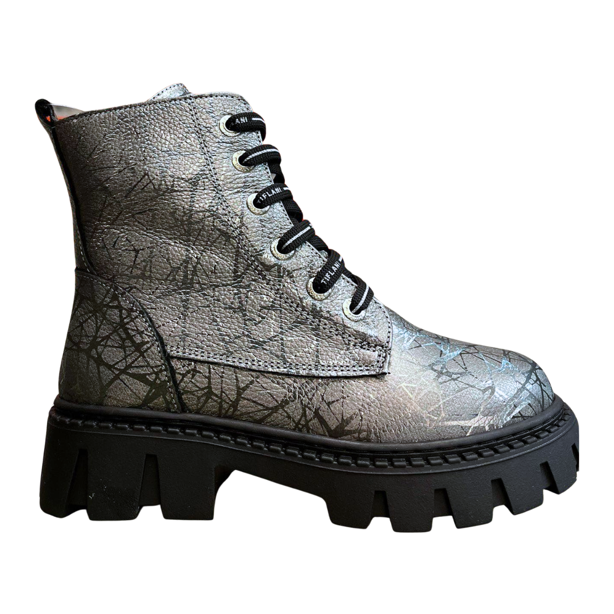 10702 Tiflani | Girls Premium Leather Winter Boots with Metallic Effect & Real Fur Lining | Lace-Up & Inner Zipper | Made in Turkey | Sizes 31–36