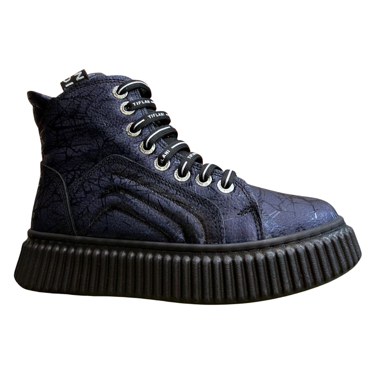 10704 Tiflani | Girls Premium Leather Winter Boots with Real Fur Lining & Metallic Pattern | Lace-Up & Inner Zipper | Made in Turkey | Sizes 31,32,35