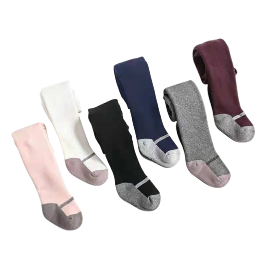 1001 Warm Cotton Tights with Soft Terry Inside & Shimmer Stripe | Girls | Sizes 0–5 Years | Cozy Winter Home Style