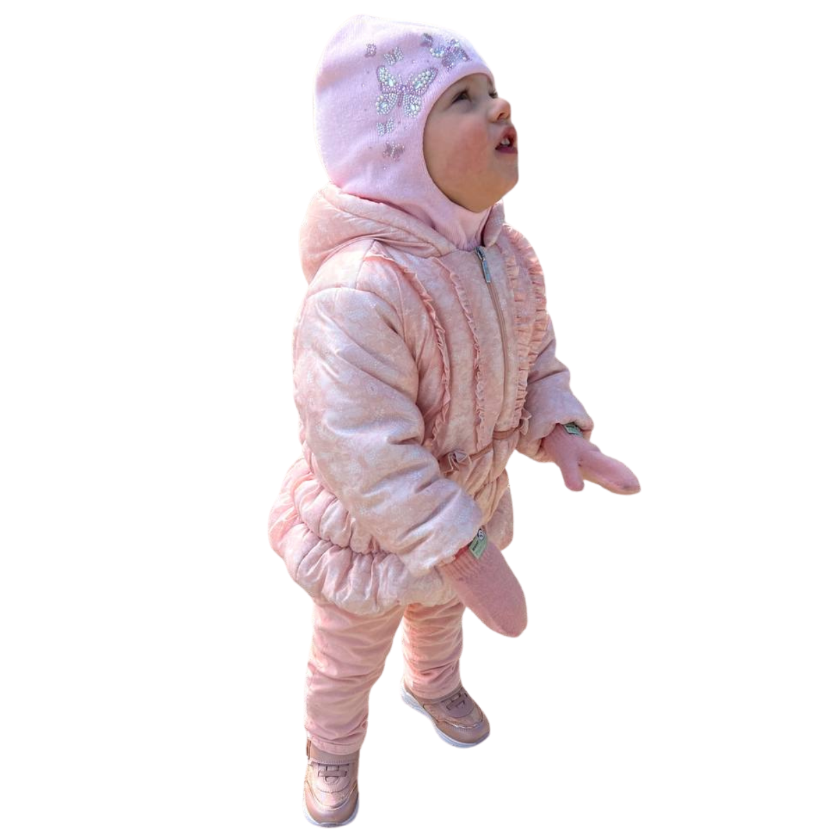 3123 Baby Girls 3-Piece Warm Set | 100% Cotton | Fleece-Lined Jacket, Sweatshirt & Pants | 6–18 Months | Made in Turkey | Fall/Winter