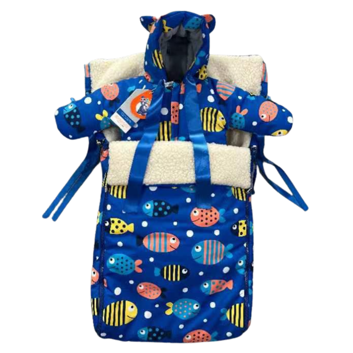 805 Unisex Warm Winter Set for Babies | Fish Print Design | Stroller Set: Sleeping Bag + Jumpsuit | From +5°C to −30°C (41°F to −22°F)
