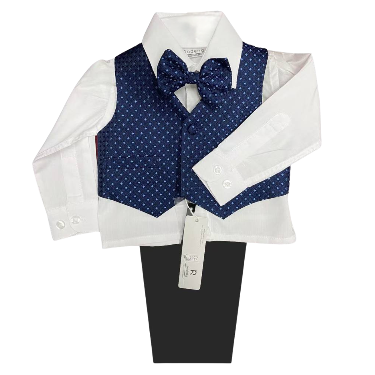 18042 4-Piece Formal Outfit for Boys — Shirt, Vest, Bow Tie & Pants | Ages 1–5