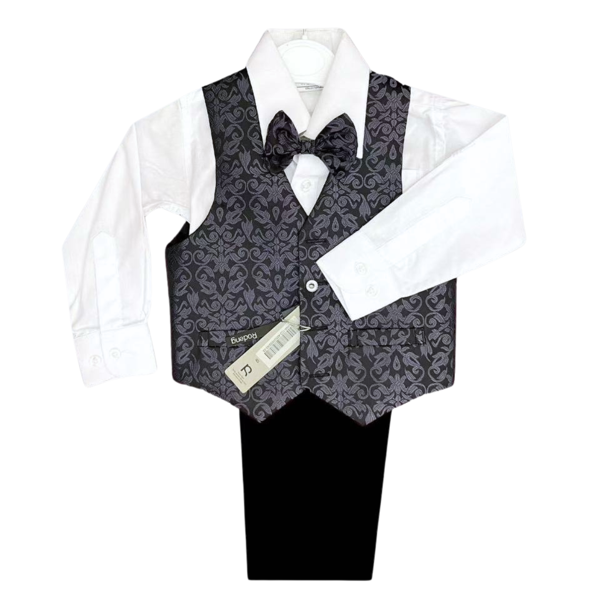 122 4-Piece Formal Outfit for Boys — Shirt, Vest, Bow Tie & Pants | Ages 1–5