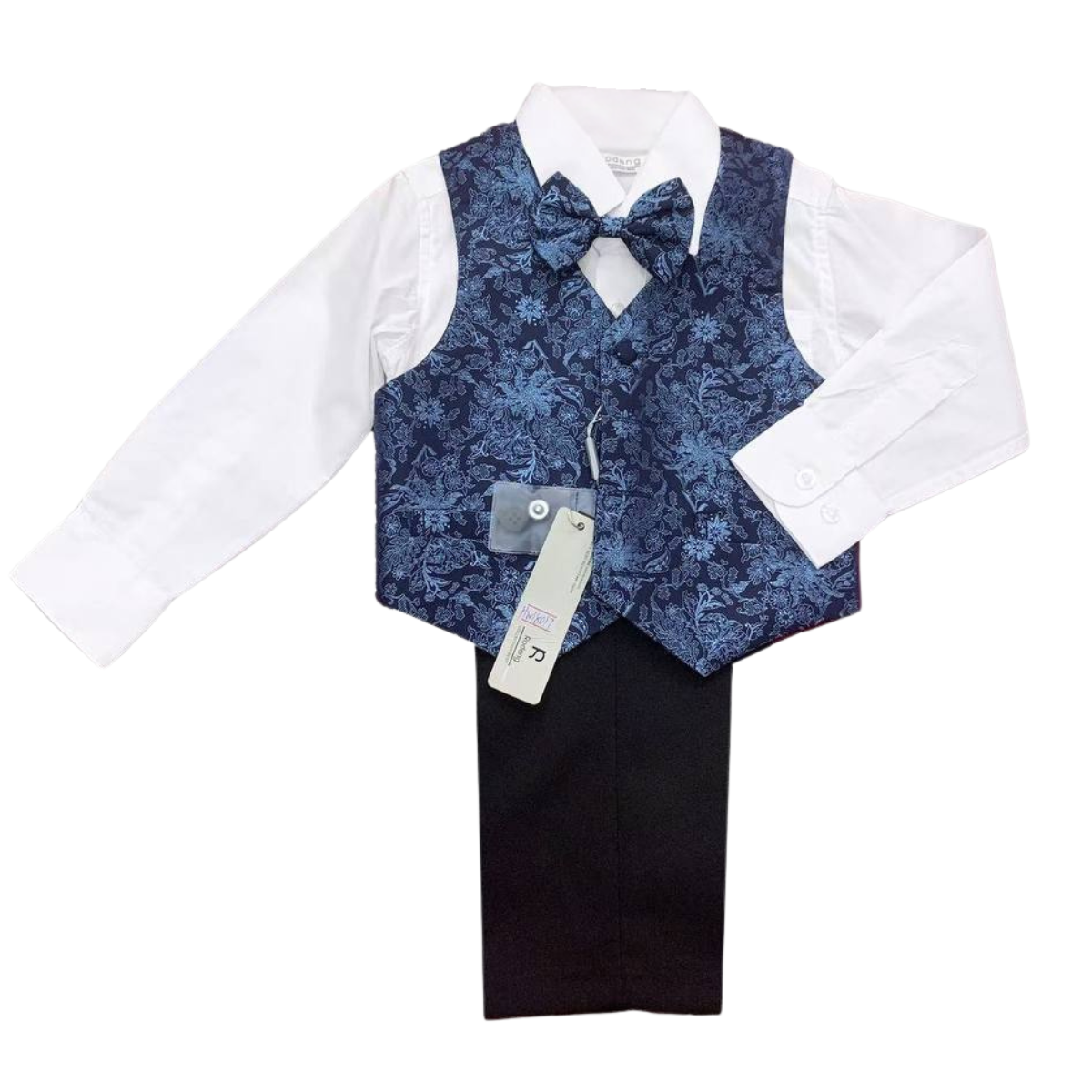 18017 4-Piece Formal Outfit for Boys — Shirt, Vest, Bow Tie & Pants | Ages 1–5