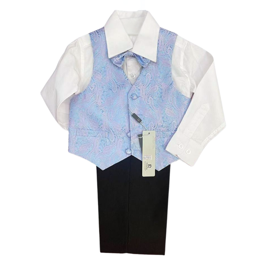 14188 4-Piece Formal Outfit for Boys — Shirt, Vest, Bow Tie & Pants | Ages 1–5