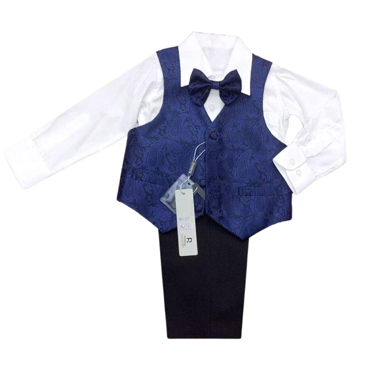 17111 4-Piece Formal Outfit for Boys — Shirt, Vest, Bow Tie & Pants | Ages 1–5
