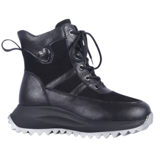 1519 Girls’ Winter Sneaker Boots | Natural Leather & Fur | Silver Sole | Inner Zipper | Everyday Wear | Sizes 33–38