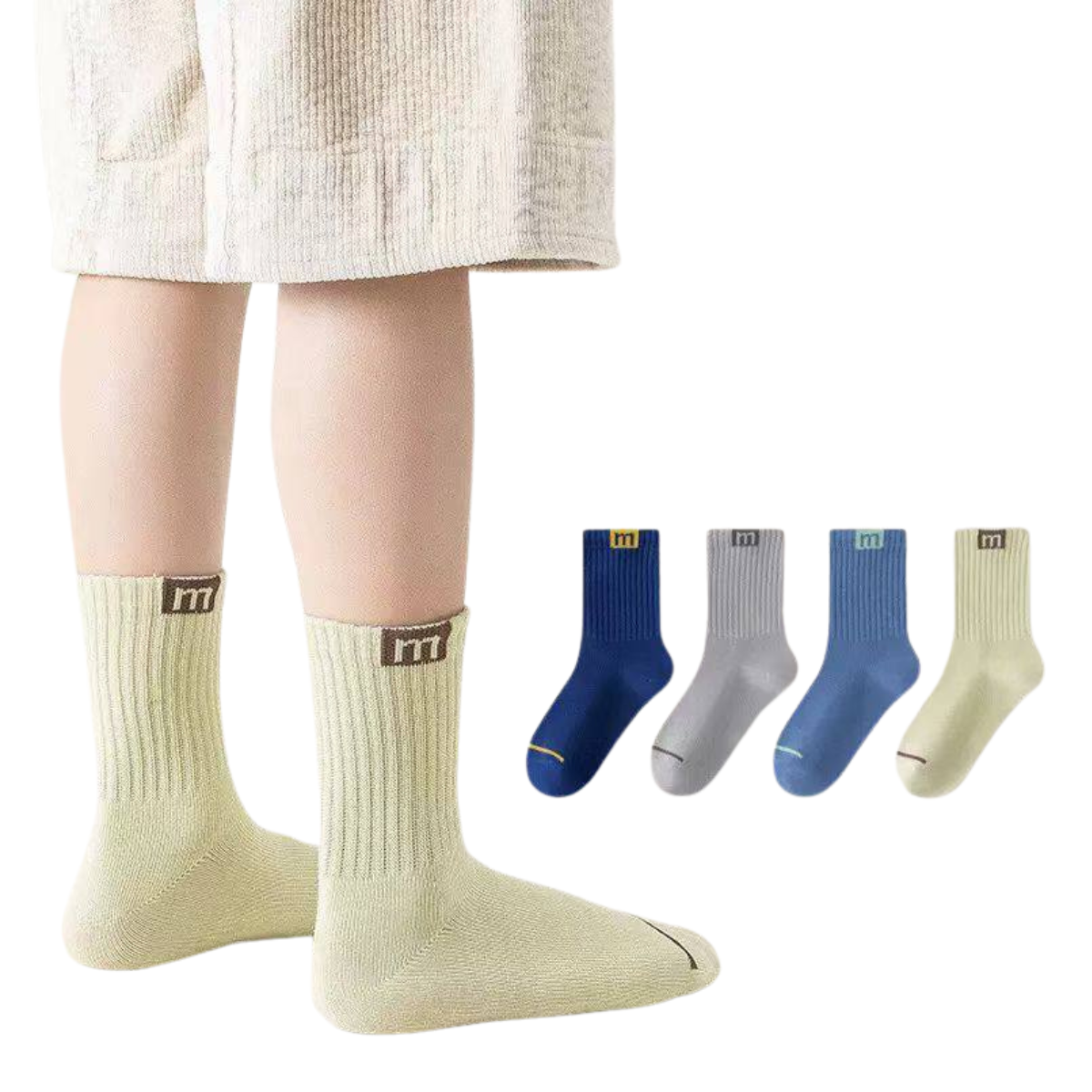 2549 Boys’ Cotton Socks | 4 Pairs Set | Soft & Breathable | All-Season | Ages 2–15 Years