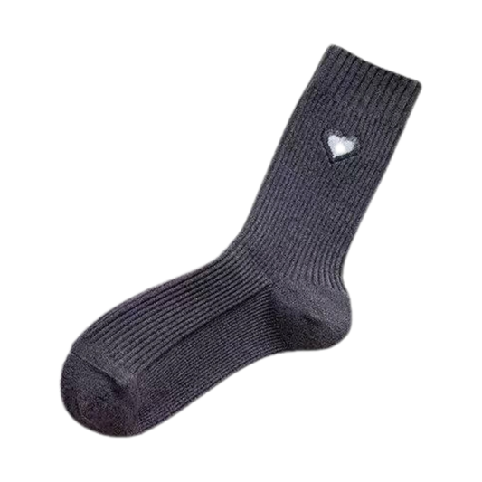 6664 Heart Rib Cotton Socks for Teens & Adults | Korean Design & Technology | 1 Pair or Multicolor 4-Pair Mix (1 Each Color) | Spring/Fall & All-Season | EU 35–40 (US 5–9)