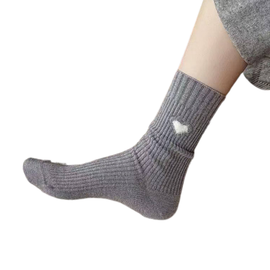 6664 Heart Rib Cotton Socks for Teens & Adults | Korean Design & Technology | 1 Pair or Multicolor 4-Pair Mix (1 Each Color) | Spring/Fall & All-Season | EU 35–40 (US 5–9)