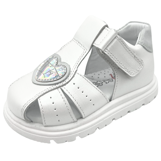 552 Tiflani Girls White Anatomical Sandals | Leather Summer Sandals with Arch Support | Perfect for Dresses & Special Occasions | Sizes 21–25